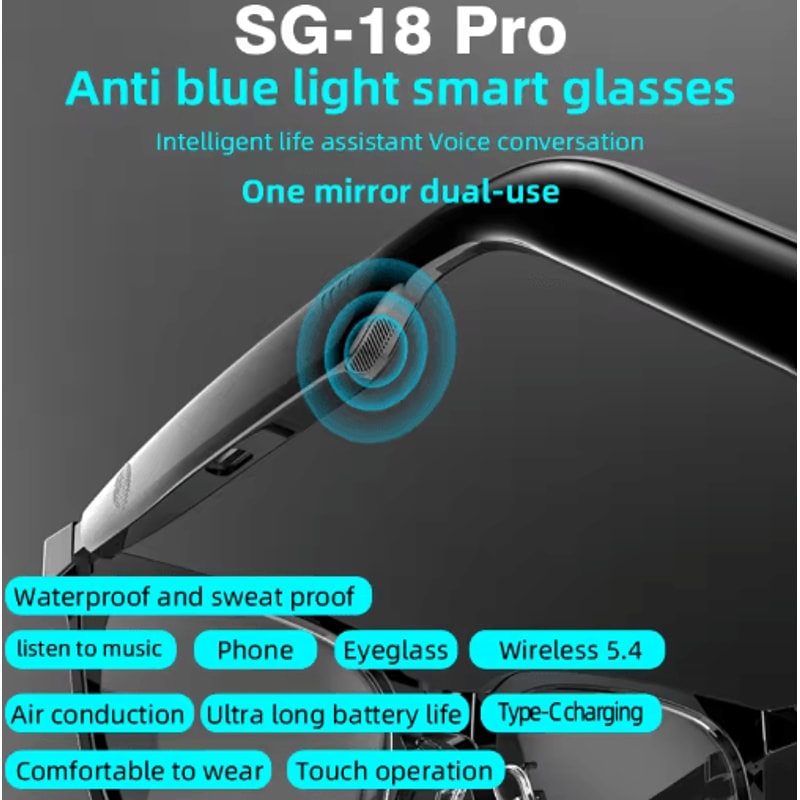 SG18 Pro 2in1 Smart Audio Glasses Magnetic Lens Bluetooth TWS Eyewear For Clear Vision Comfort 2