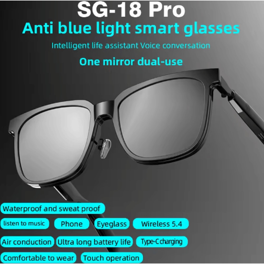 SG18 Pro 2in1 Smart Audio Glasses Magnetic Lens Bluetooth TWS Eyewear For Clear Vision Comfort 4