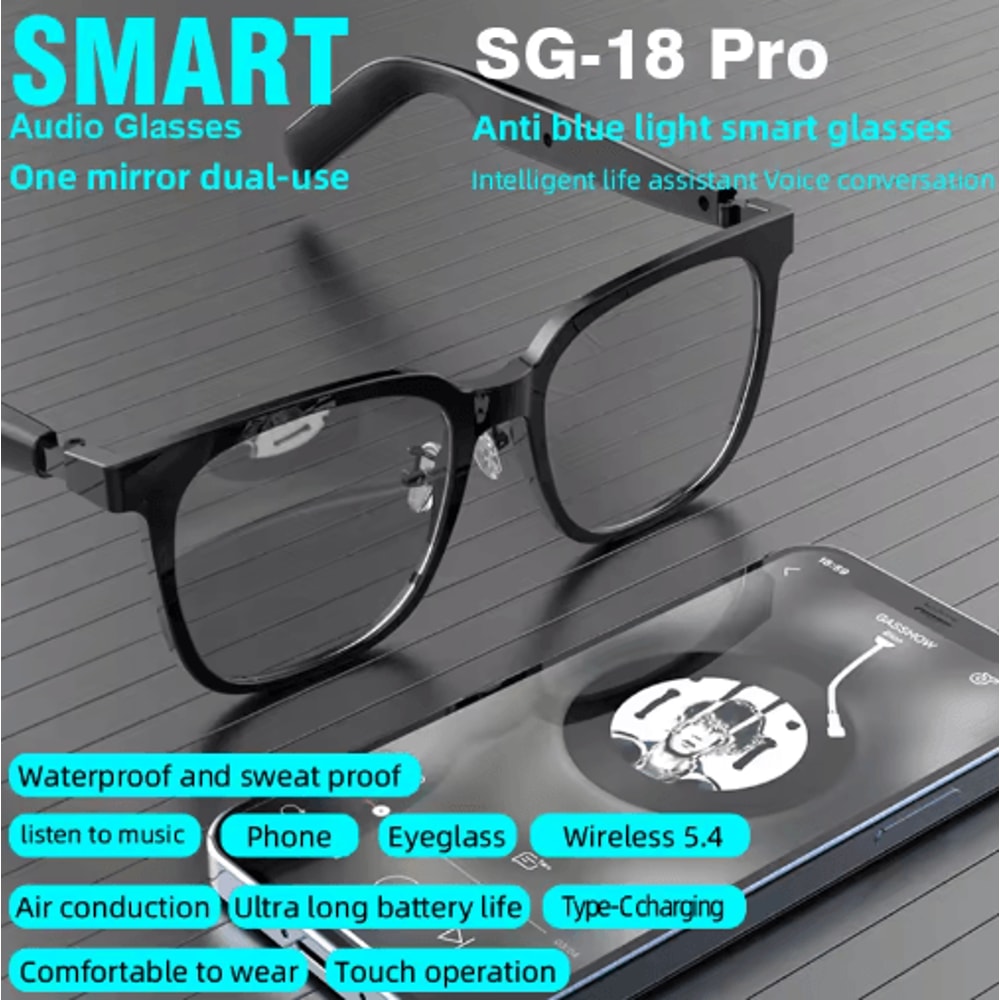 SG18 Pro 2in1 Smart Audio Glasses Magnetic Lens Bluetooth TWS Eyewear For Clear Vision Comfort 5
