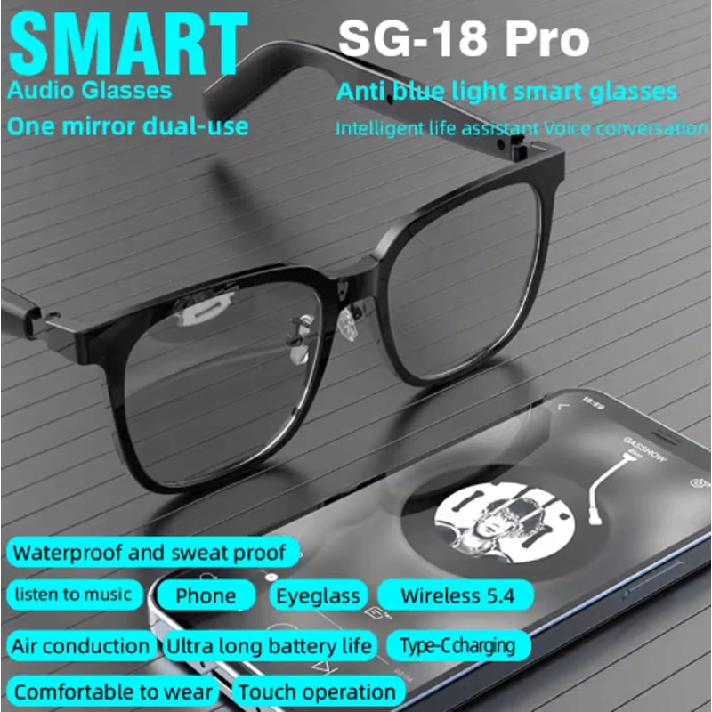 SG18 Pro 2in1 Smart Audio Glasses Magnetic Lens Bluetooth TWS Eyewear For Clear Vision Comfort 5