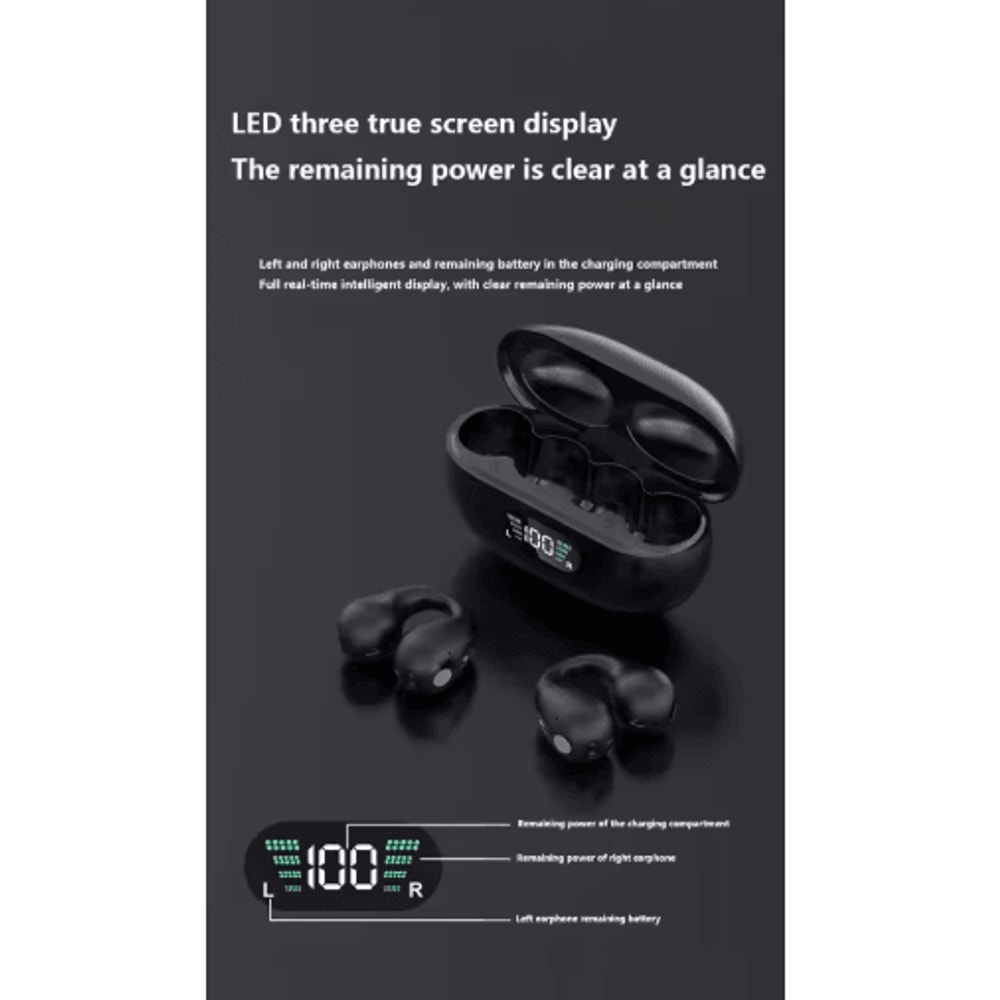 S2222 ClipOn TWS Wireless Earbuds Mini Bluetooth Headset With ANC Digital Display 5