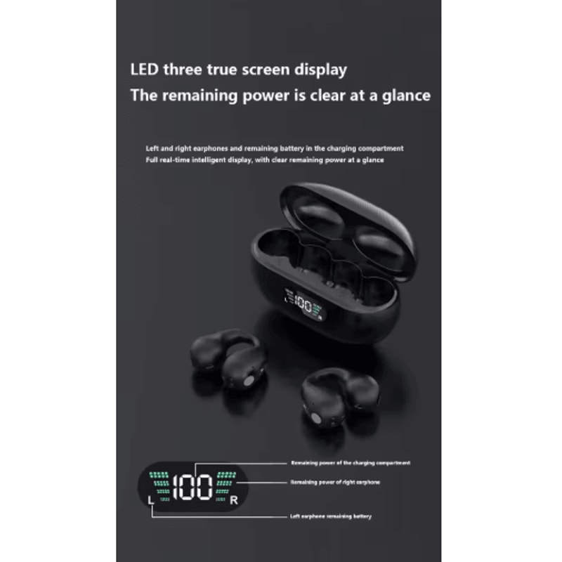 S2222 ClipOn TWS Wireless Earbuds Mini Bluetooth Headset With ANC Digital Display 5