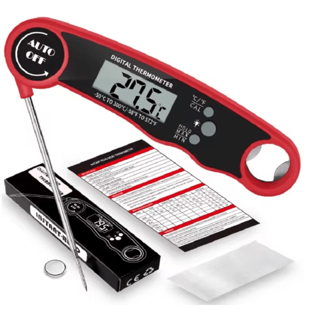 Instant Read Digital Meat Thermometer High Accuracy Waterproof BBQ Kitchen Thermometer With Backl 2