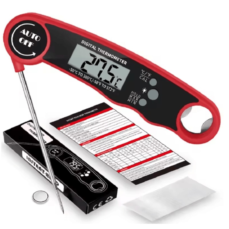 Instant Read Digital Meat Thermometer High Accuracy Waterproof BBQ Kitchen Thermometer With Backl 2