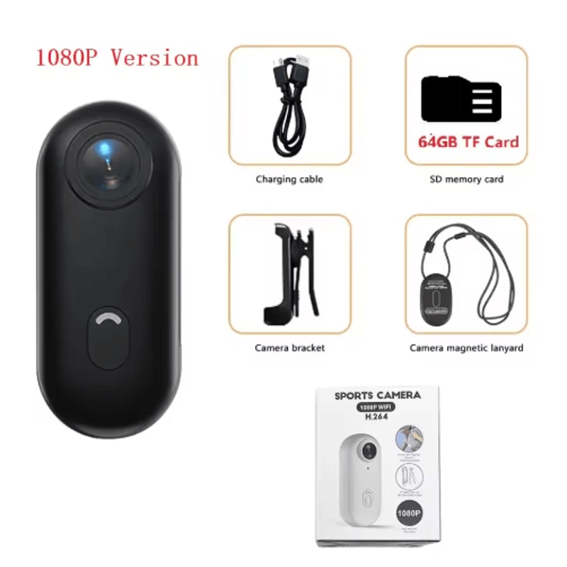 4K Thumb Action Camera Mini Wearable Sports Camera With Stabilization Rechargeable Battery 3