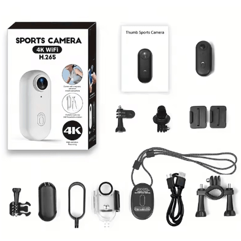 4K Thumb Action Camera Mini Wearable Sports Camera With Stabilization Rechargeable Battery 5