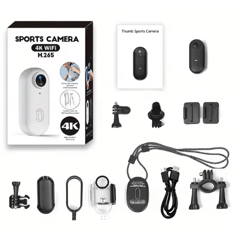 4K Thumb Action Camera Mini Wearable Sports Camera With Stabilization Rechargeable Battery 5