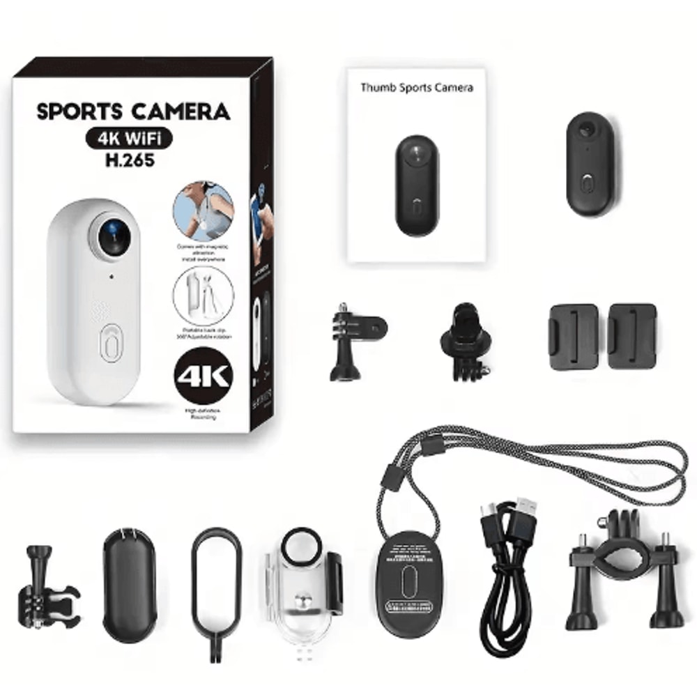 4K Thumb Action Camera Mini Wearable Sports Camera With Stabilization Rechargeable Battery 0