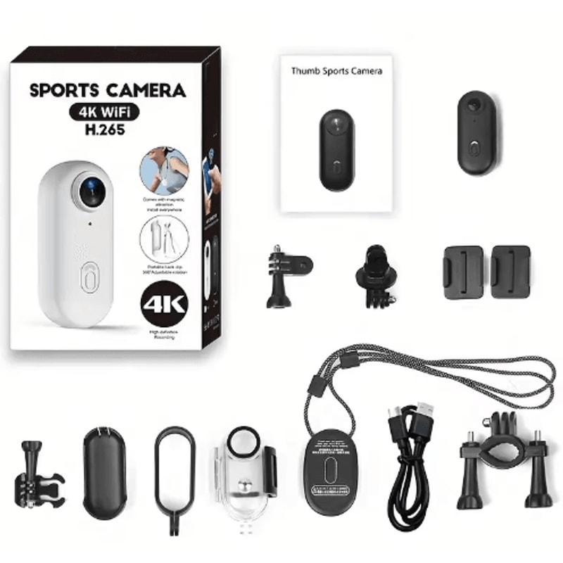 4K Thumb Action Camera Mini Wearable Sports Camera With Stabilization Rechargeable Battery 0