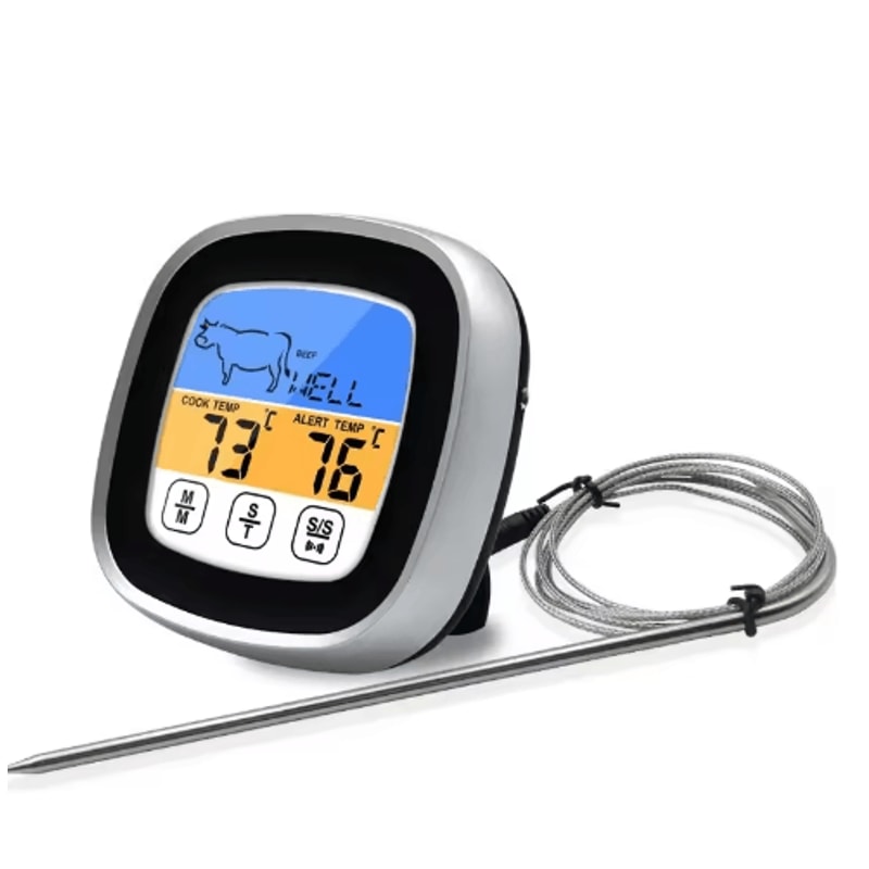 Smart Touchscreen Meat Thermometer With Probe Digital BBQ Kitchen Thermometer With Timer Cook Mo 1