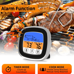 smart touchscreen meat thermometer with probe – digital bbq & kitchen thermometer with timer & cook modes