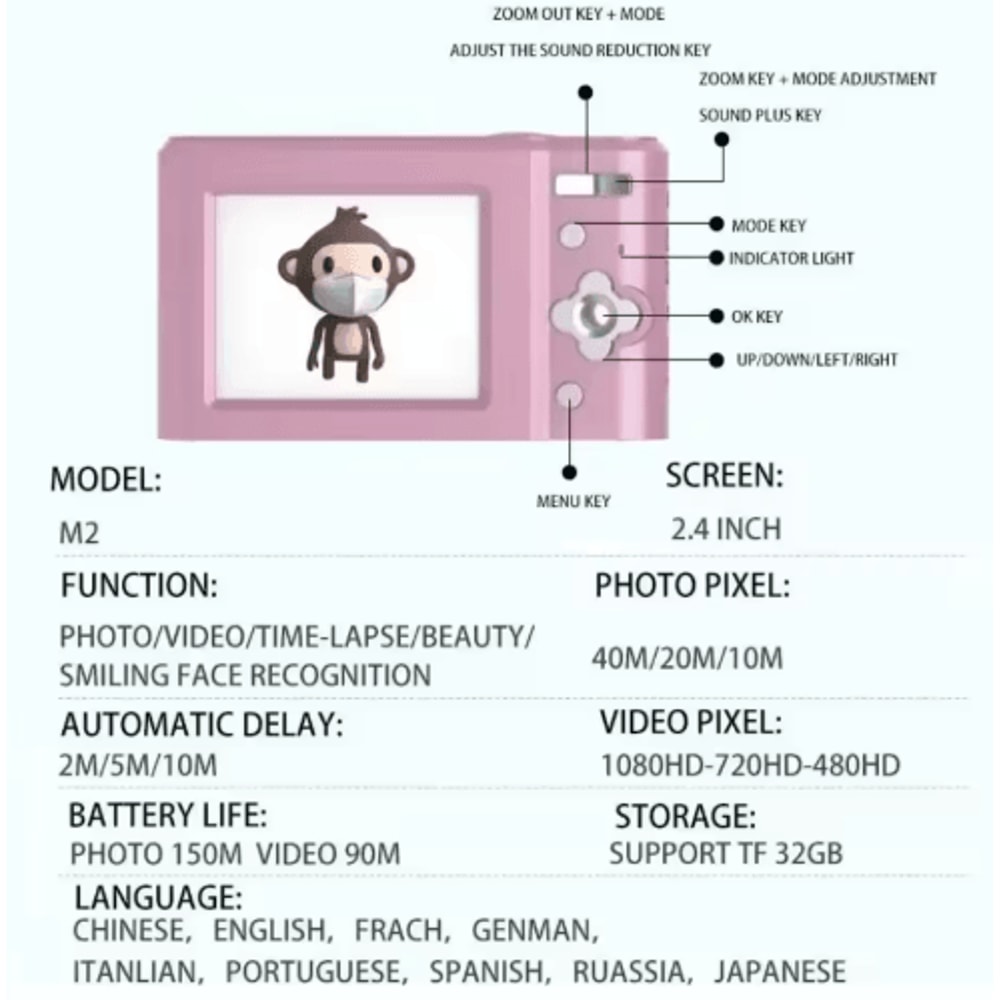 Kids Autofocus Digital Camera 1080P Compact Camcorder With 8times Zoom For Beginners 4
