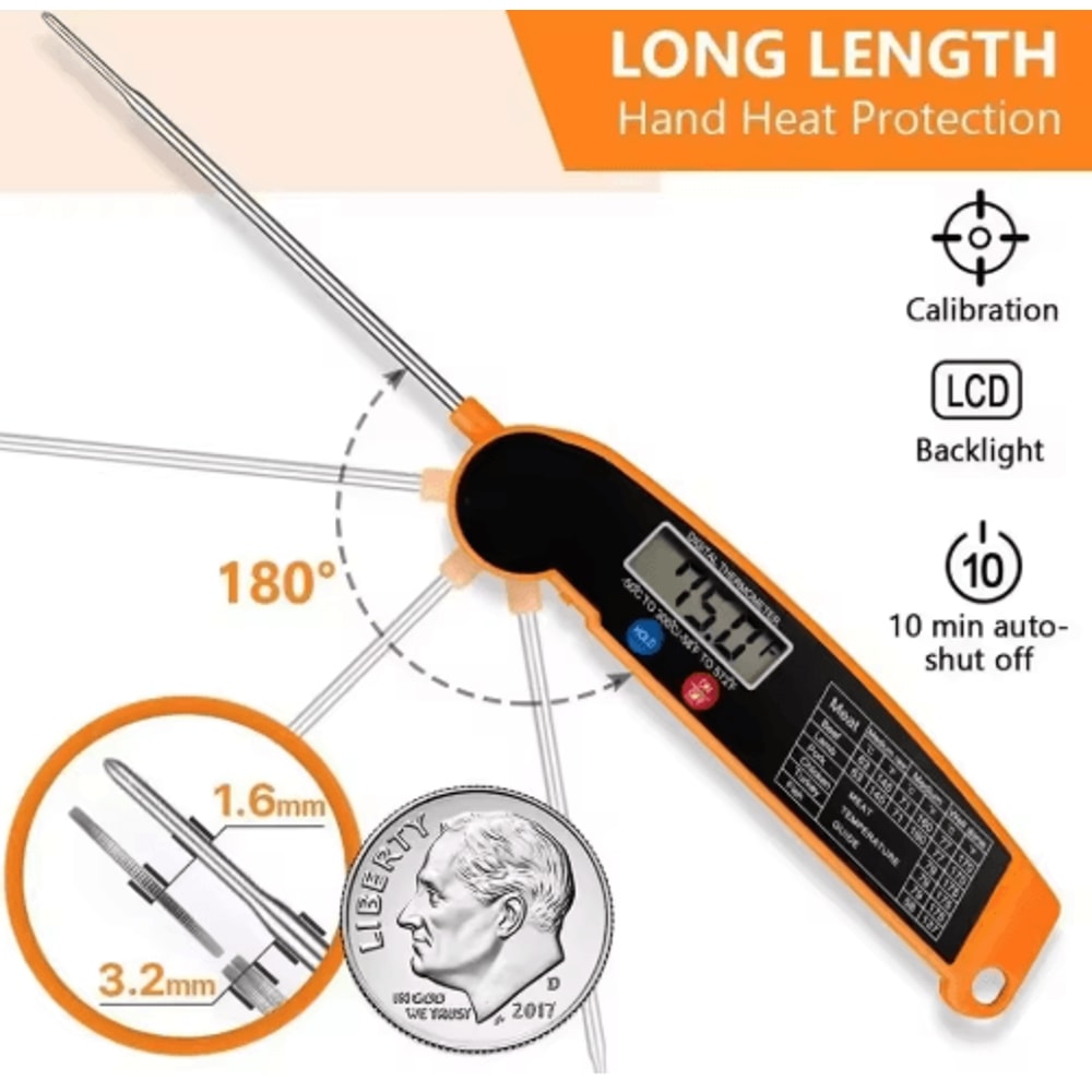 Instant Read Digital Meat Thermometer High Accuracy Waterproof BBQ Kitchen Thermometer With Backl 1