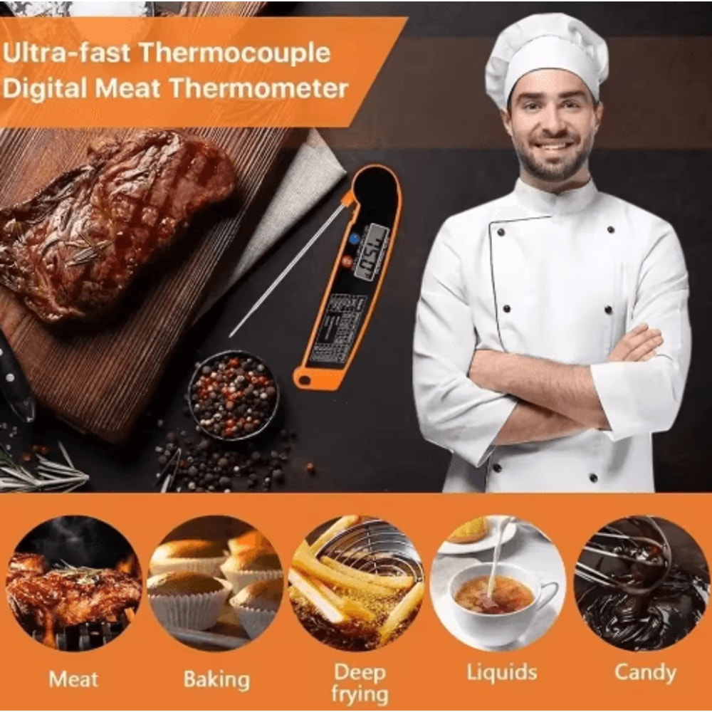 Instant Read Digital Meat Thermometer High Accuracy Waterproof BBQ Kitchen Thermometer With Backl 0