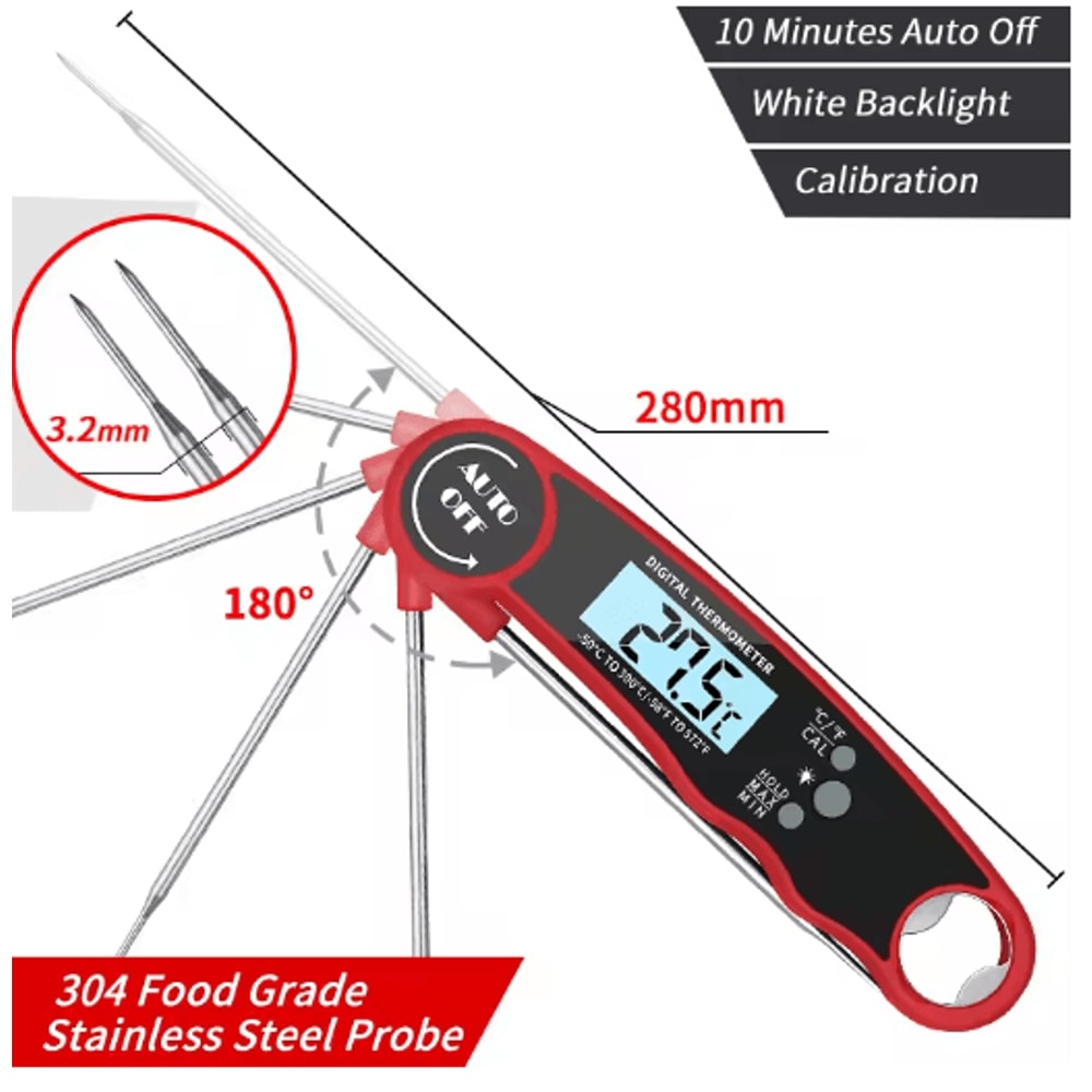 Instant Read Digital Food Thermometer Kitchen Meat Thermometer With Backlight Hold Function 0