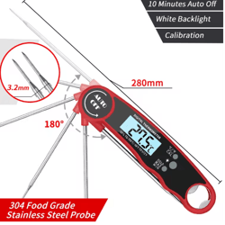instant read digital food thermometer – kitchen meat thermometer with backlight & hold function