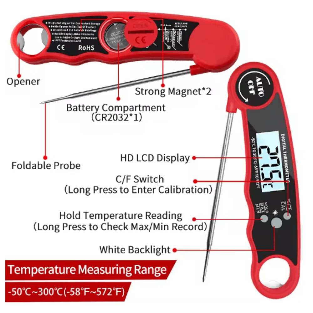3Second Instant Read Meat Thermometer Fast Accurate Digital Food Thermometer For BBQ Kitchen 5