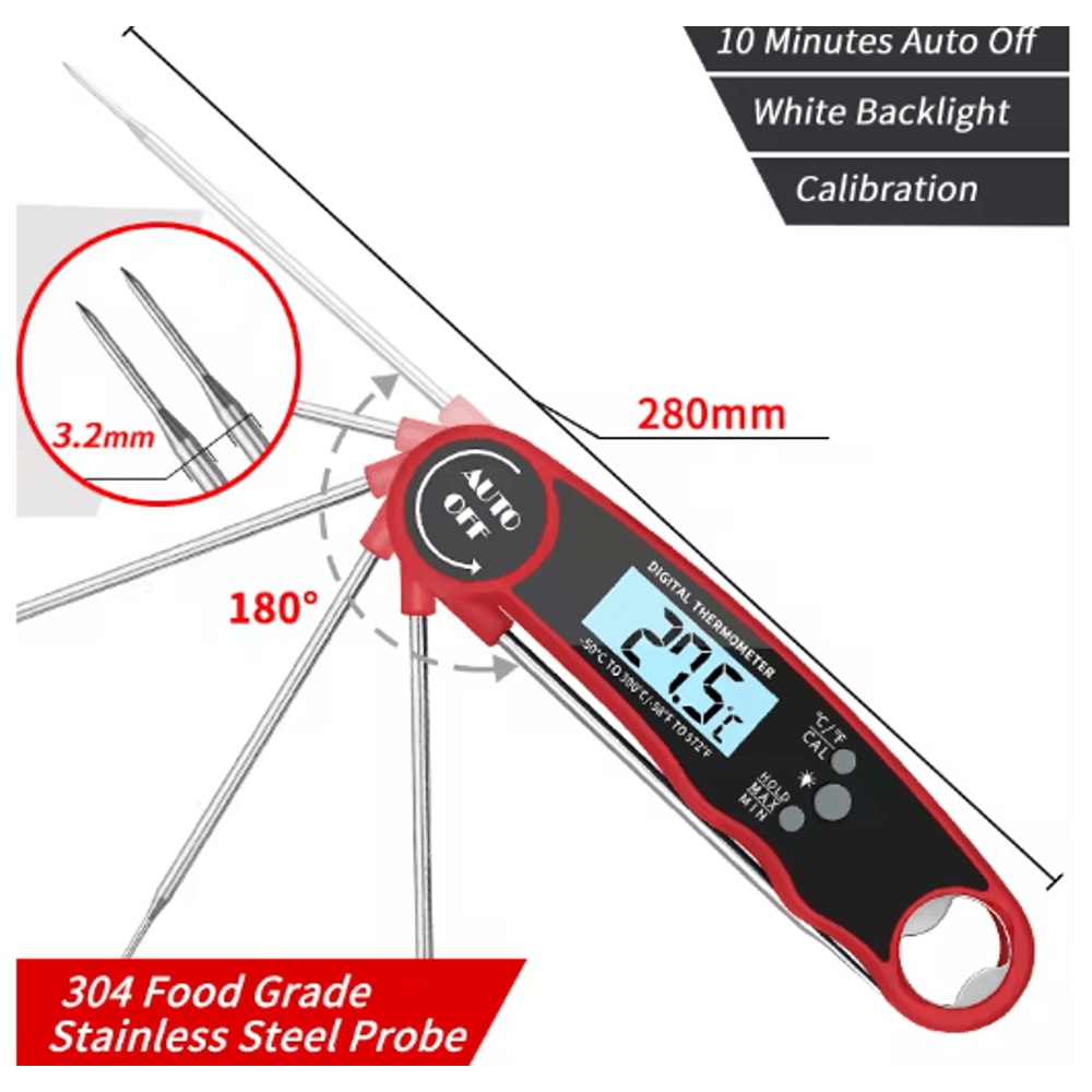 3Second Instant Read Meat Thermometer Fast Accurate Digital Food Thermometer For BBQ Kitchen 6