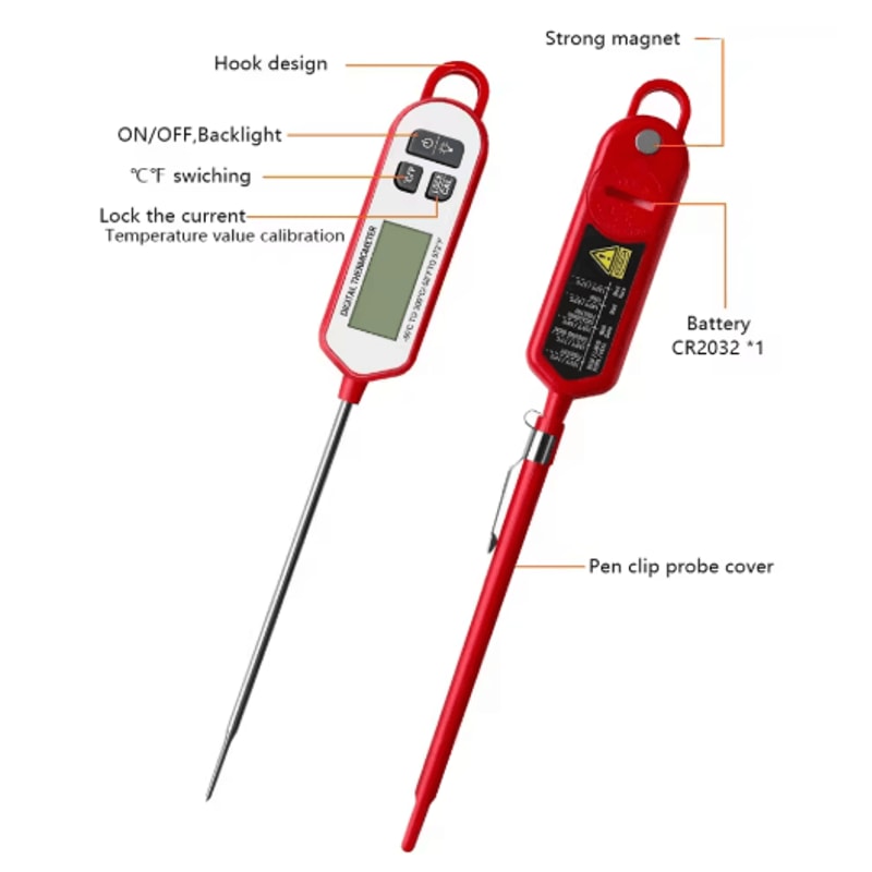 Instant Read Digital Meat Thermometer With Backlight MultiUse BBQ Probe For Cooking Liquids 4