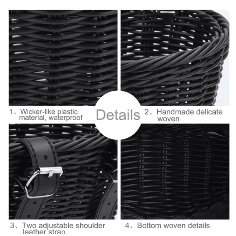 Adjustable Woven Bicycle Front Basket Multifunction Handlebar Bike Basket For Daily Use Gifting 6
