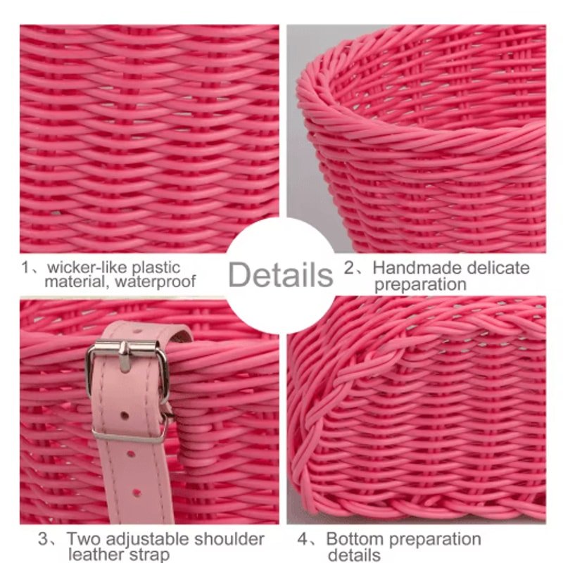 Adjustable Woven Bicycle Front Basket Multifunction Handlebar Bike Basket For Daily Use Gifting 7