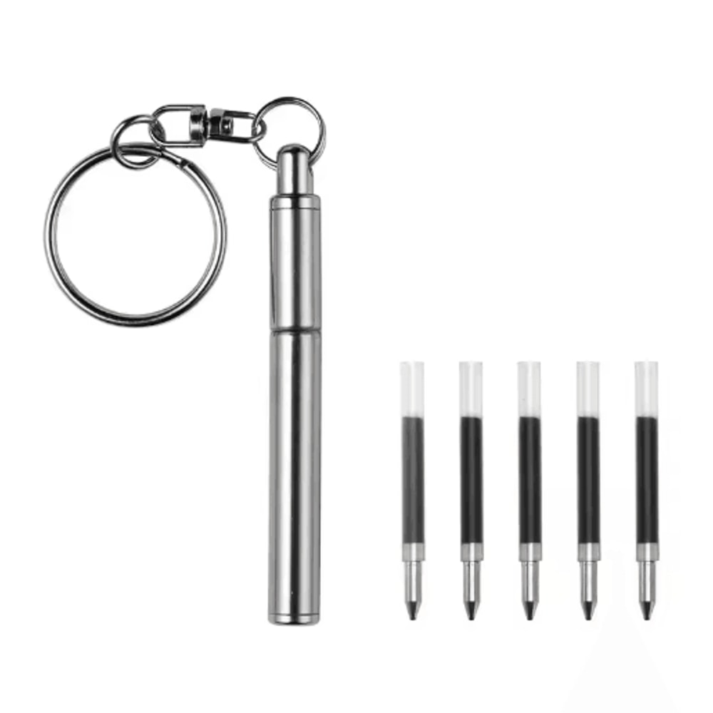 Mini Stainless Steel Telescopic Keychain Ballpoint Pen 1