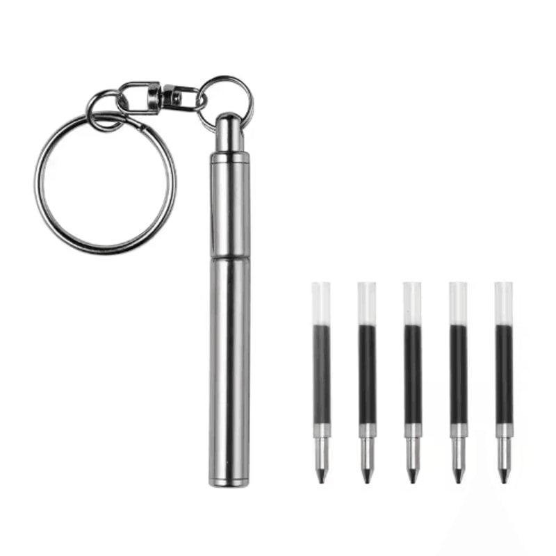 Mini Stainless Steel Telescopic Keychain Ballpoint Pen 1