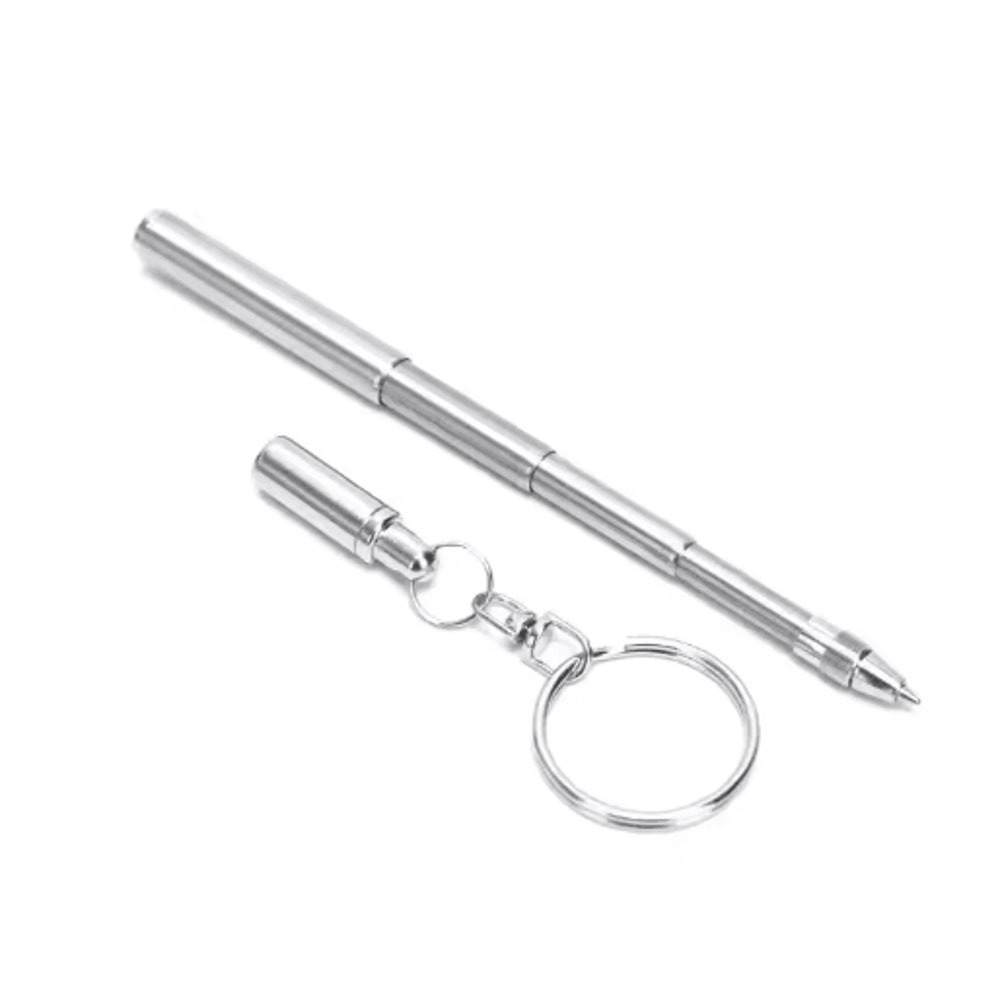 Mini Stainless Steel Telescopic Keychain Ballpoint Pen 2
