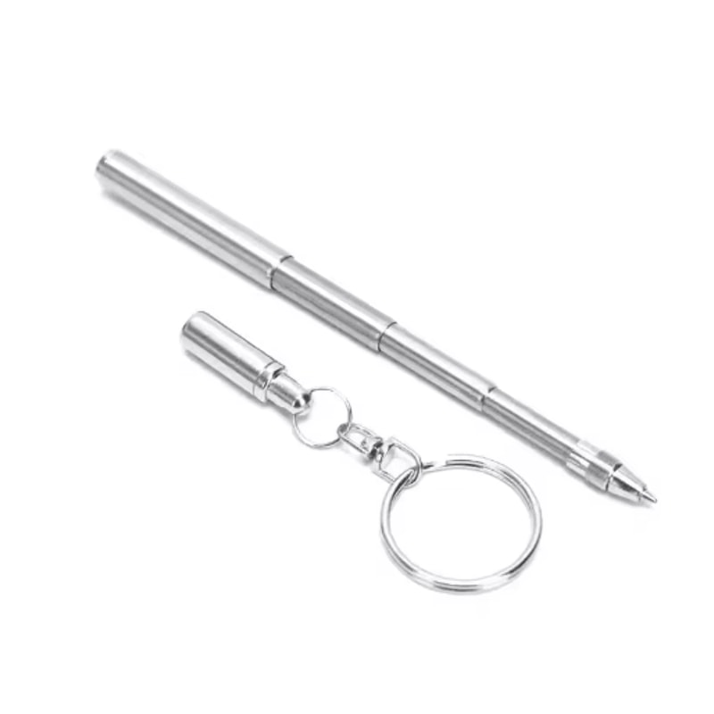 Mini Stainless Steel Telescopic Keychain Ballpoint Pen 2