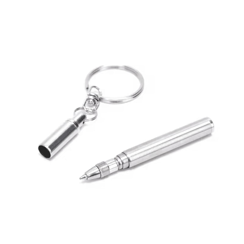 Mini Stainless Steel Telescopic Keychain Ballpoint Pen 7