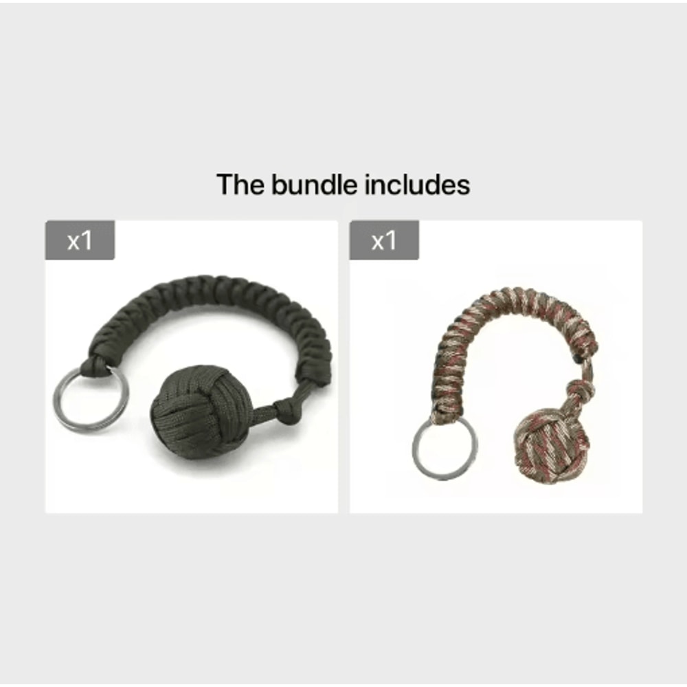 Outdoor Monkey Fist Steel Ball Survival Keychain With Lanyard 1