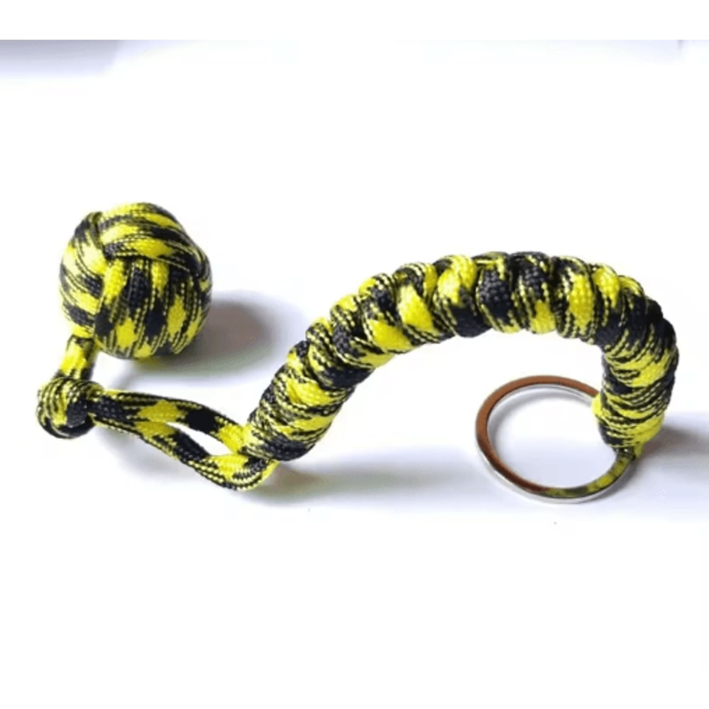 Outdoor Monkey Fist Steel Ball Survival Keychain With Lanyard 10