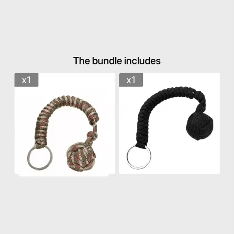 Outdoor Monkey Fist Steel Ball Survival Keychain With Lanyard 2
