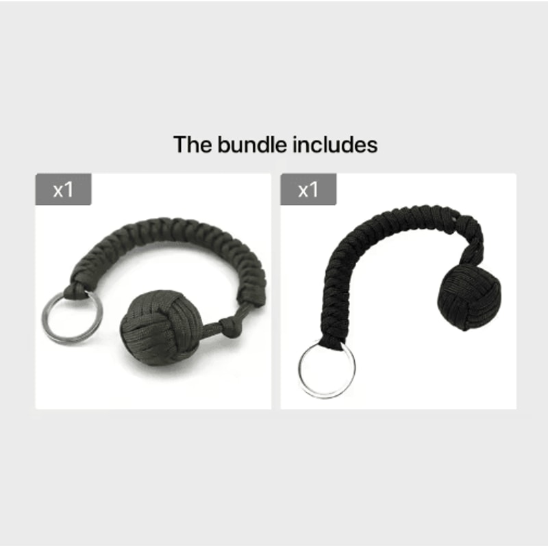 Outdoor Monkey Fist Steel Ball Survival Keychain With Lanyard 3