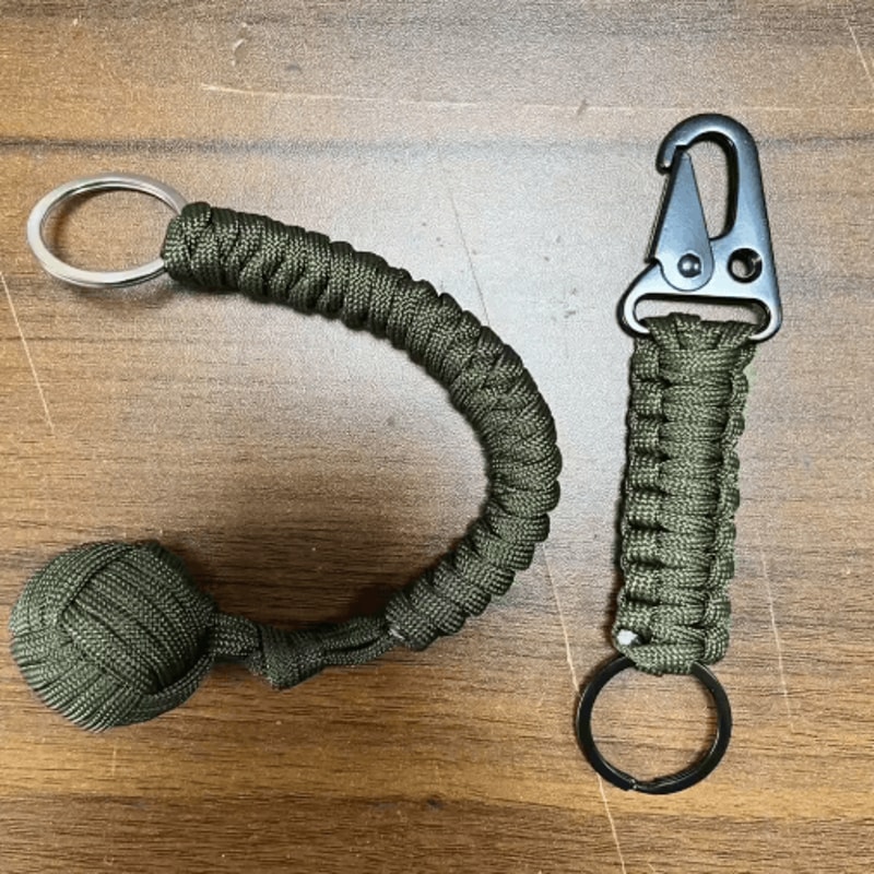 Outdoor Monkey Fist Steel Ball Survival Keychain With Lanyard 5