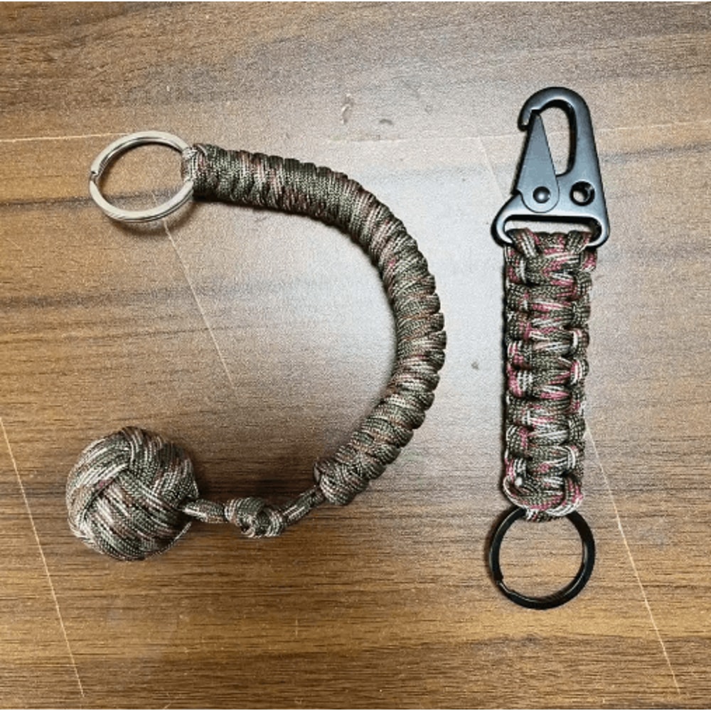 Outdoor Monkey Fist Steel Ball Survival Keychain With Lanyard 6