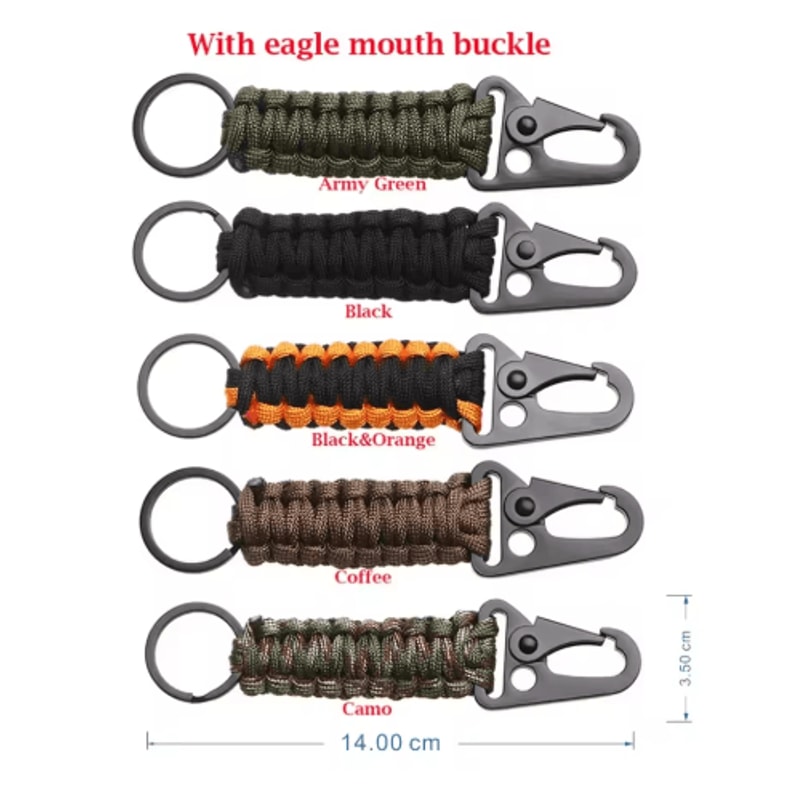 Outdoor Monkey Fist Steel Ball Survival Keychain With Lanyard 7