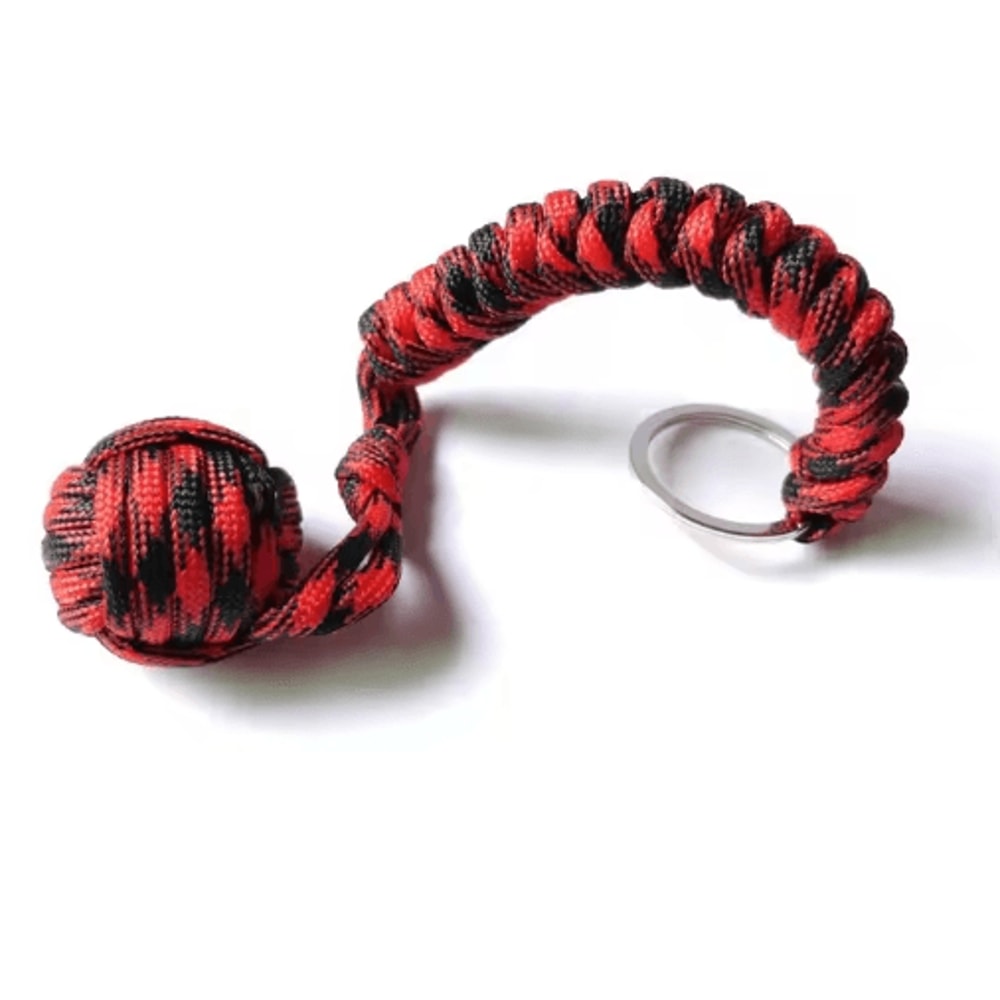 Outdoor Monkey Fist Steel Ball Survival Keychain With Lanyard 9
