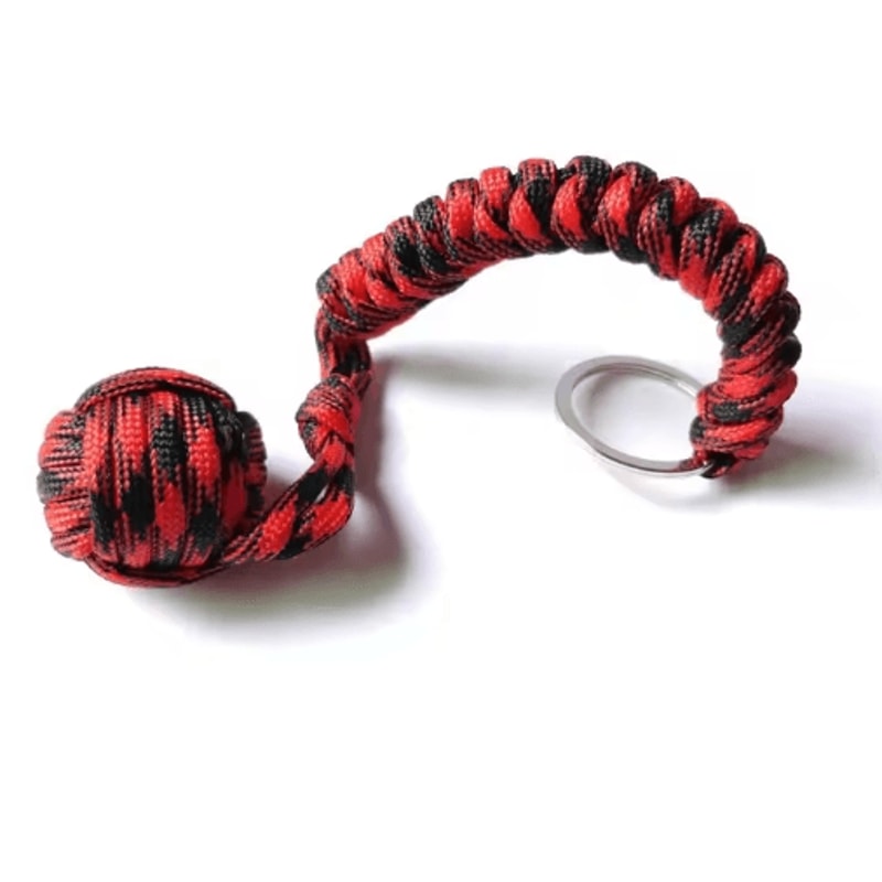 Outdoor Monkey Fist Steel Ball Survival Keychain With Lanyard 9