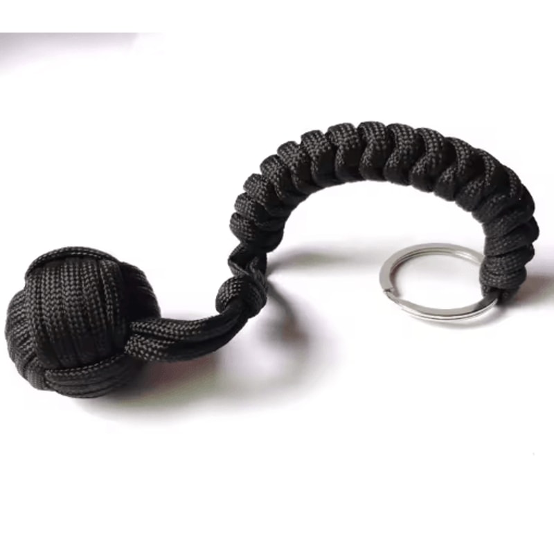 Outdoor Monkey Fist Steel Ball Survival Keychain With Lanyard 13