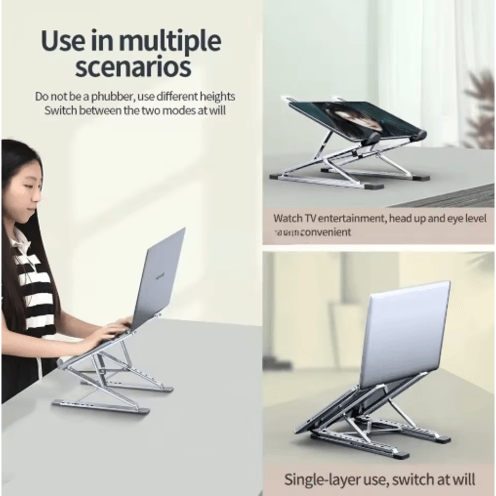 Adjustable Aluminum Laptop Stand With Foldable Cooling Design 7