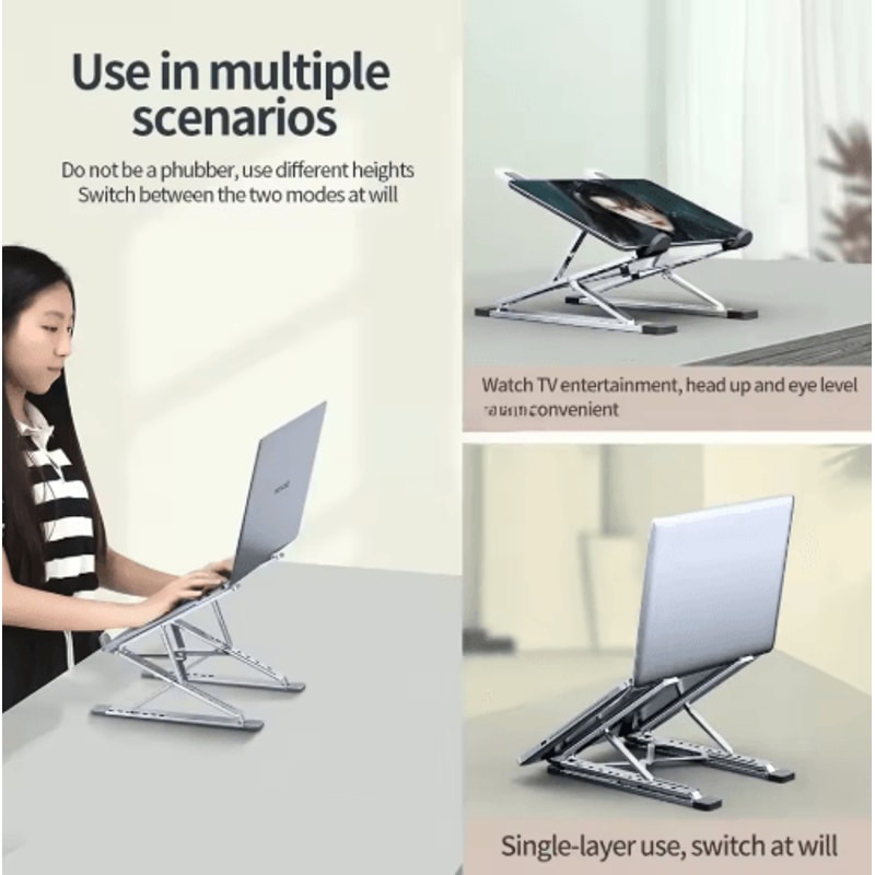 Adjustable Aluminum Laptop Stand With Foldable Cooling Design 7