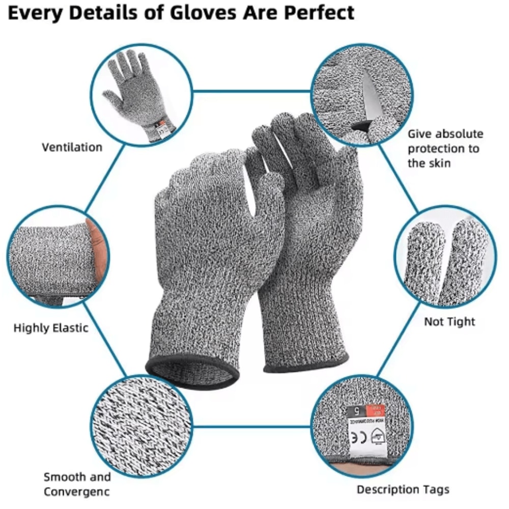HPPE Level 5 Cut Resistant Safety Gloves For Work Kitchen Use 4