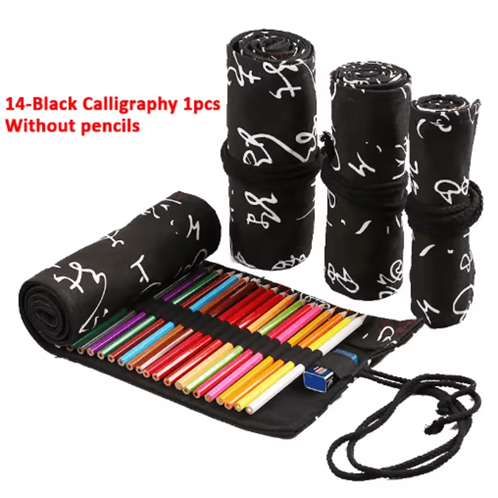 Canvas Roll Up Pencil Case For Pens Brushes School Supplies 10