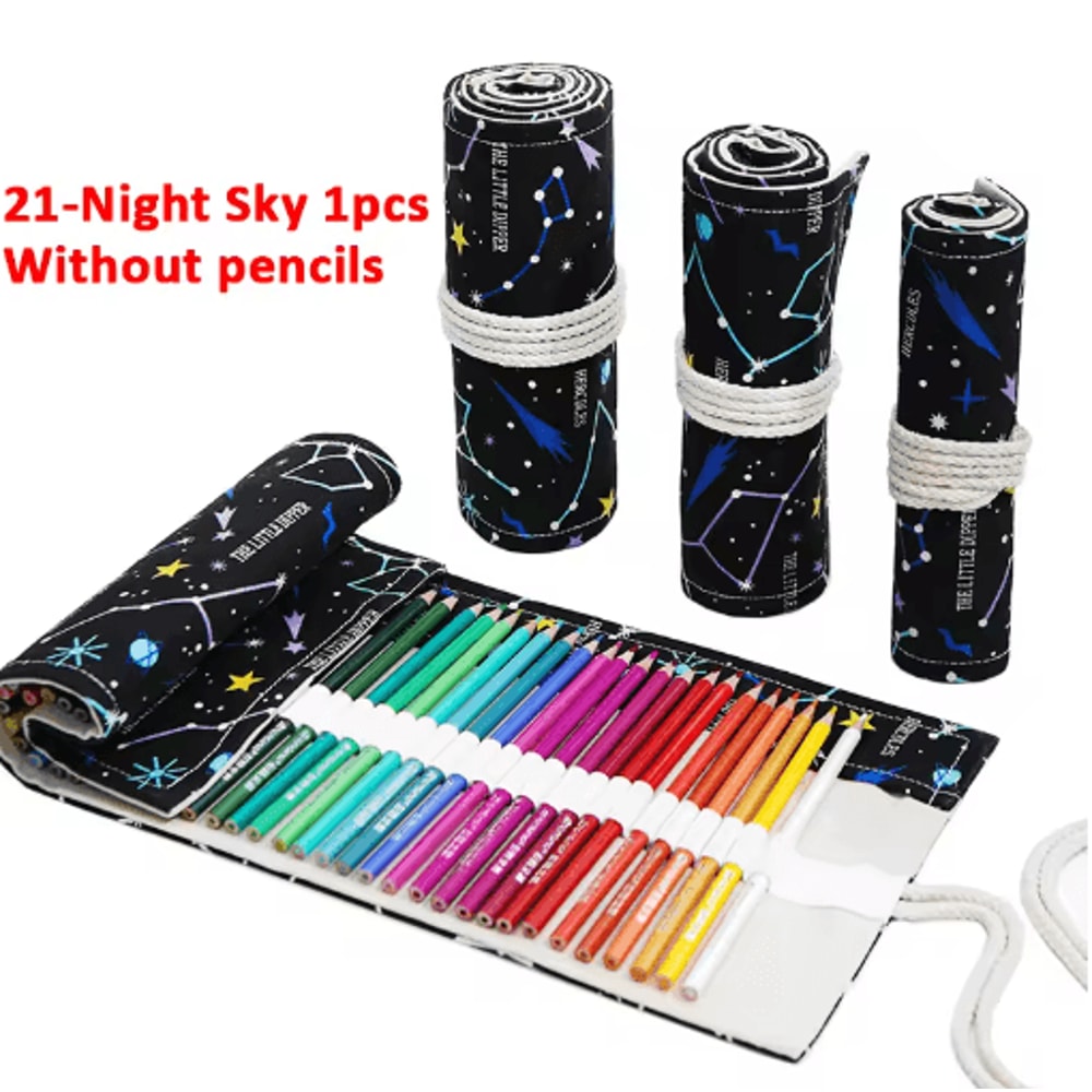 Canvas Roll Up Pencil Case For Pens Brushes School Supplies 3