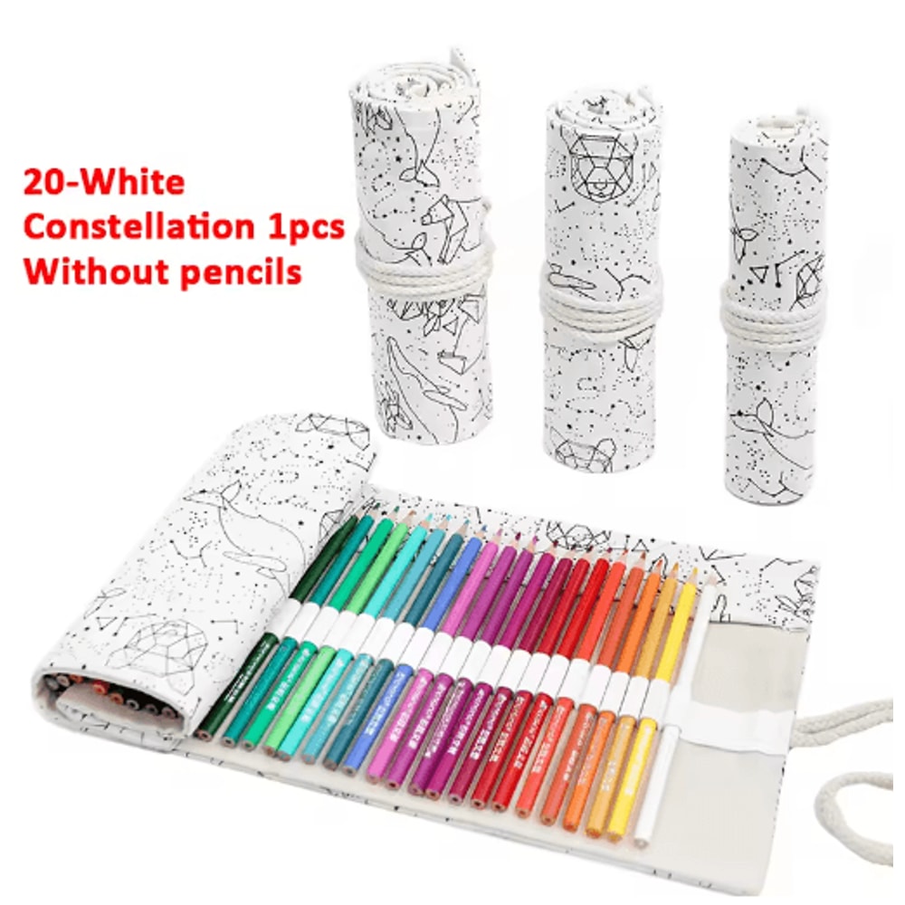 Canvas Roll Up Pencil Case For Pens Brushes School Supplies 4