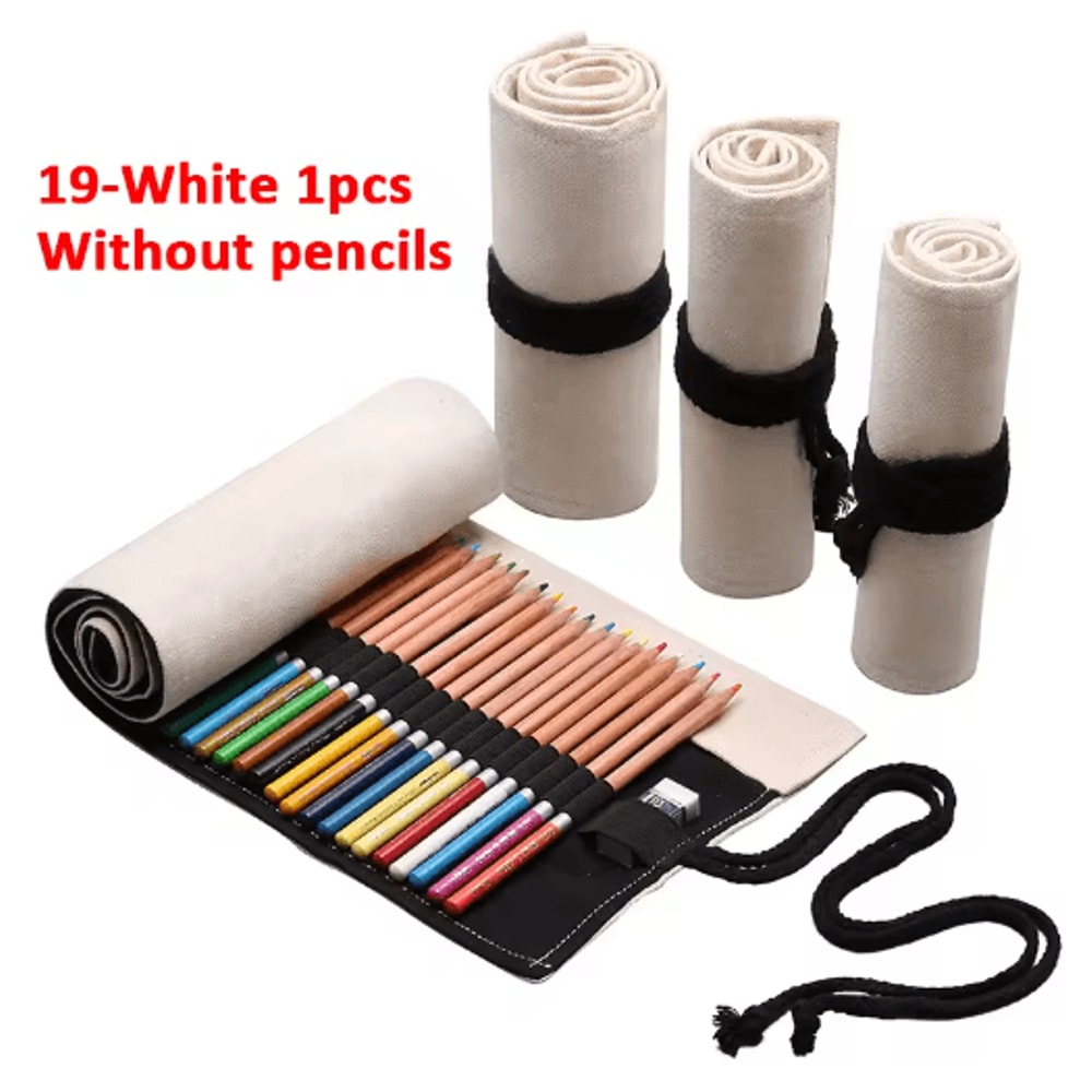 Canvas Roll Up Pencil Case For Pens Brushes School Supplies 5