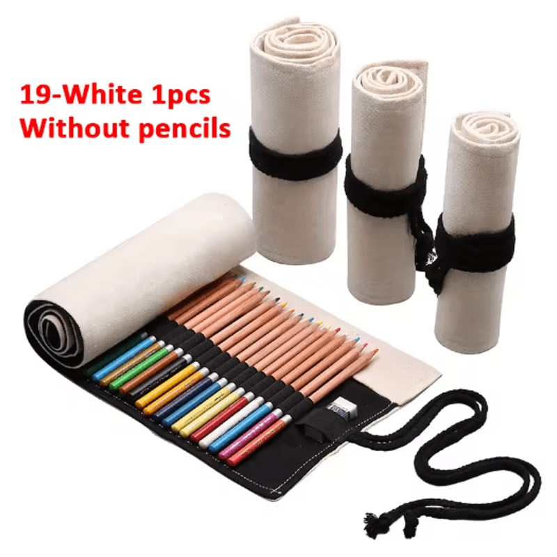 Canvas Roll Up Pencil Case For Pens Brushes School Supplies 5