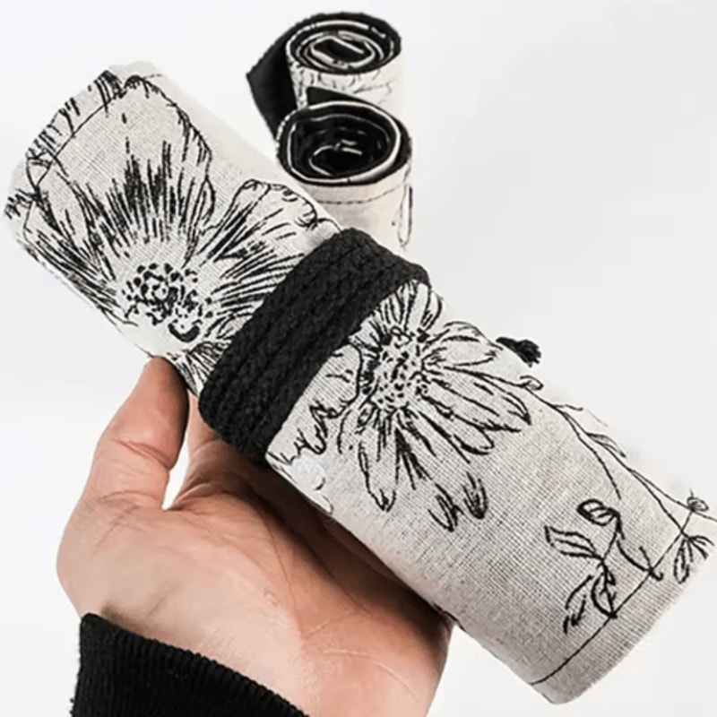 Canvas Roll Up Pencil Case For Pens Brushes School Supplies 25