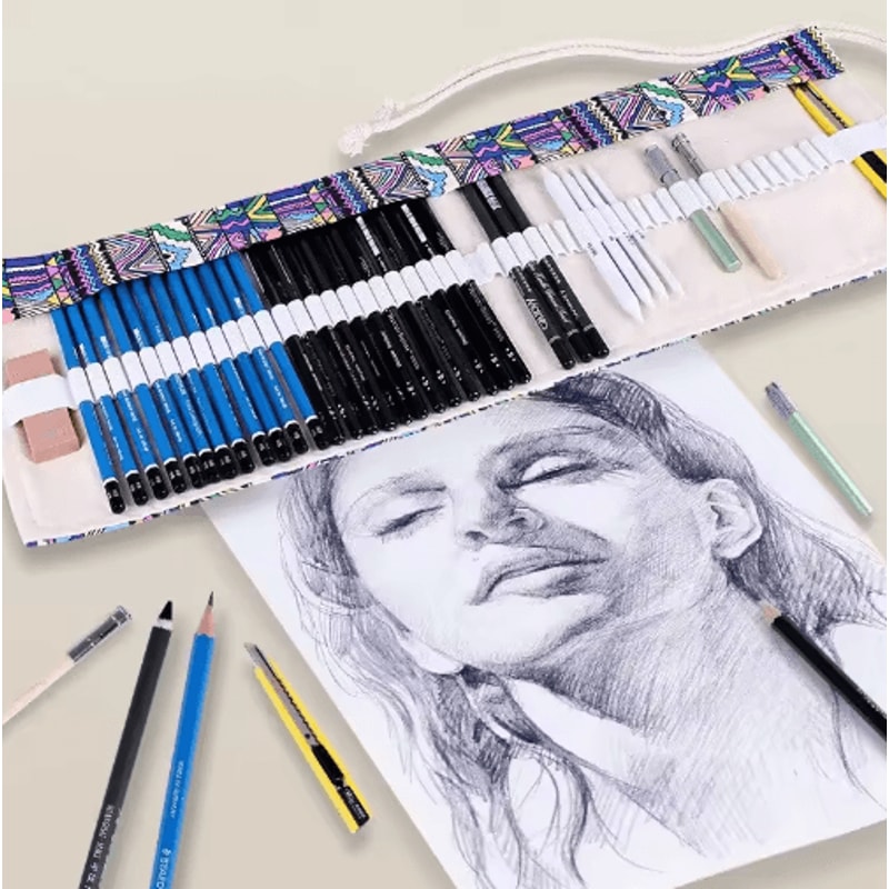 Canvas Roll Up Pencil Case For Pens Brushes School Supplies 29